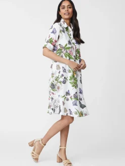 J.McLaughlin Wellesley Linen Dress In Jardin Mariposa-Women Dresses