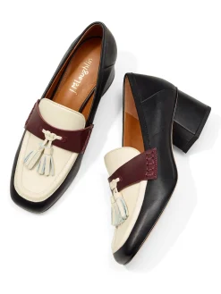 J.McLaughlin Wenona Leather Heeled Loafers In Color Block-Women Loafers
